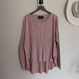 Calvin Klein Lightweight Mauve Sweater Ribbed Detail Flowy Fit Size XL